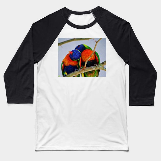 Love Birds Baseball T-Shirt by Cynthia48